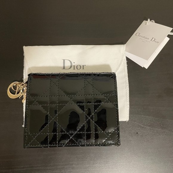 Mini Lady Dior Wallet (Black Patent Calfskin) - Picture 1 of 11